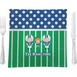 Football 9.5" Glass Square Lunch / Dinner Plate- Single or Set of 4 (Personalized)