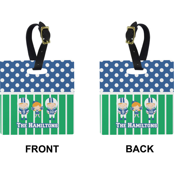Football Square Luggage Tag (Front + Back)