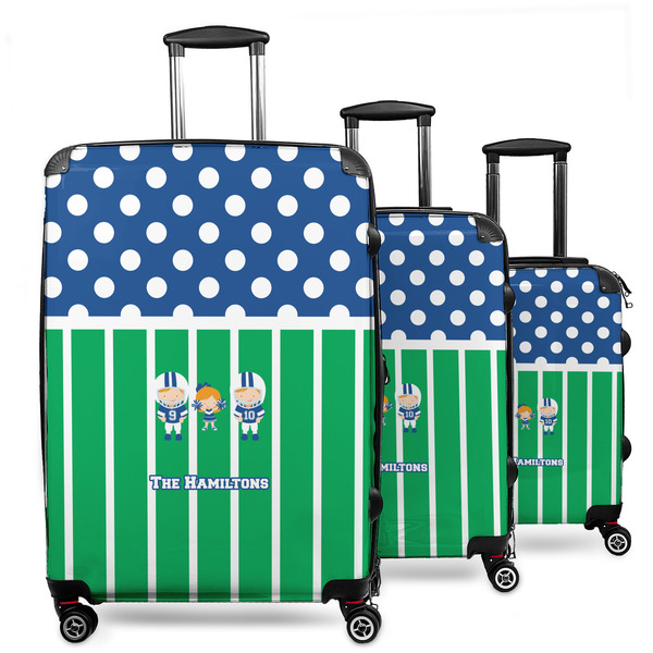 Custom Football 3 Piece Luggage Set - 20" Carry On, 24" Medium Checked, 28" Large Checked (Personalized)