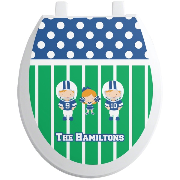 Custom Football Toilet Seat Decal - Round (Personalized)
