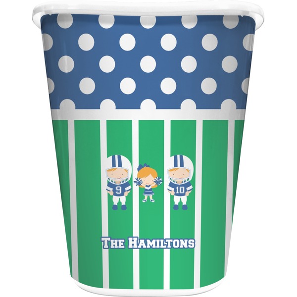 Custom Football Waste Basket - Double Sided (White) (Personalized)