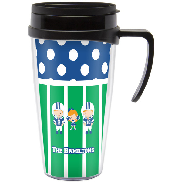 Custom Football Acrylic Travel Mug with Handle (Personalized)