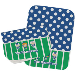 Football Burp Cloths - Fleece - Set of 2 w/ Multiple Names