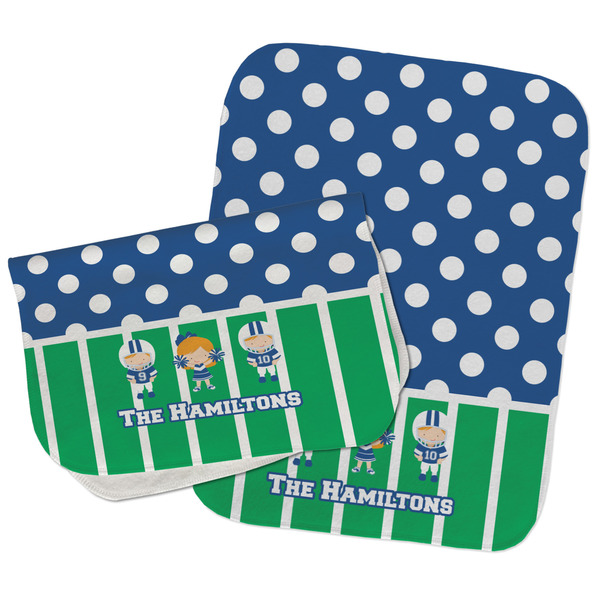 Football Two Rectangle Burp Cloths - Open & Folded