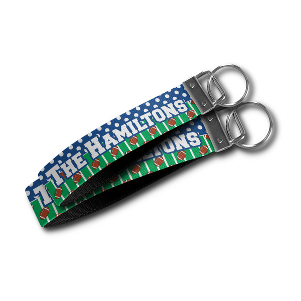 Football Webbing Keychain FOBs - Size Comparison