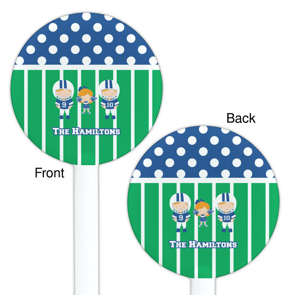 Football White Plastic 5.5" Stir Stick - Double Sided - Round - Front & Back
