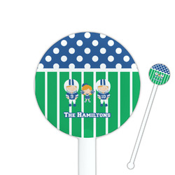 Football 5.5" Round Plastic Stir Sticks - White - Double Sided (Personalized)