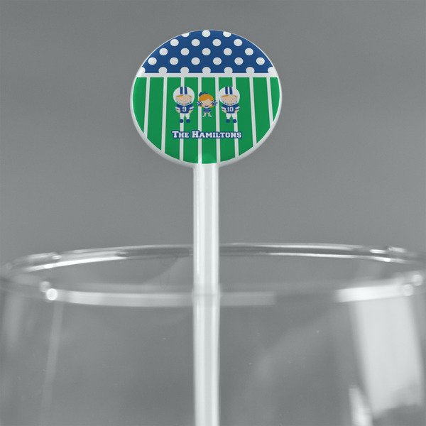 Football White Plastic 5.5" Stir Stick - Round - Main