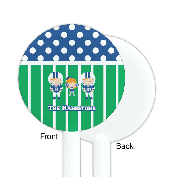Football White Plastic 5.5" Stir Stick - Single Sided - Round - Front & Back
