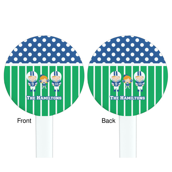 Football White Plastic 7" Stir Stick - Double Sided - Round - Front & Back