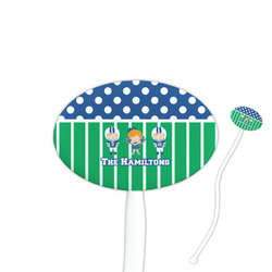 Football 7" Oval Plastic Stir Sticks - White - Double Sided (Personalized)