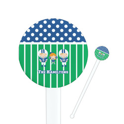 Football 7" Round Plastic Stir Sticks - White - Double Sided (Personalized)