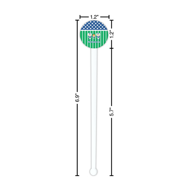 Football White Plastic 7" Stir Stick - Round - Dimensions