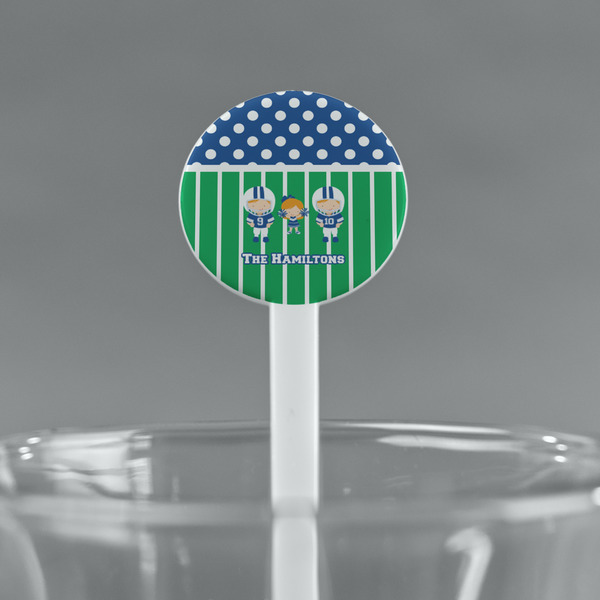 Football White Plastic 7" Stir Stick - Round - Main