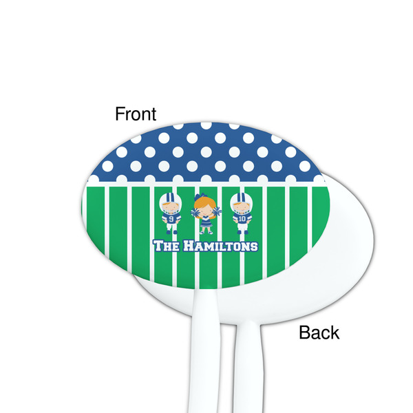 Football White Plastic 7" Stir Stick - Single Sided - Oval - Front & Back