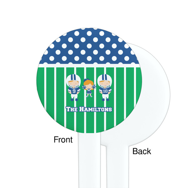 Football White Plastic 7" Stir Stick - Single Sided - Round - Front & Back