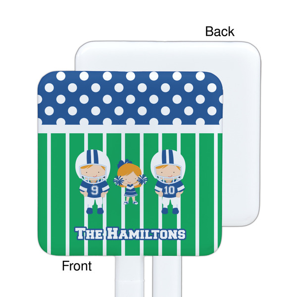 Football White Plastic Stir Stick - Single Sided - Square - Approval