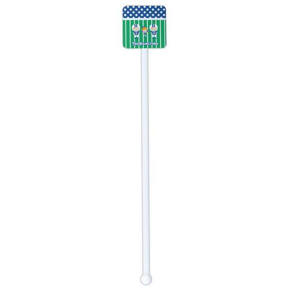 Football White Plastic Stir Stick - Single Sided - Square - Single Stick