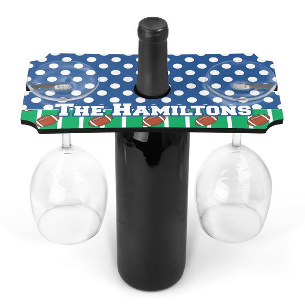 Custom Football Wine Bottle & Glass Holder (Personalized)