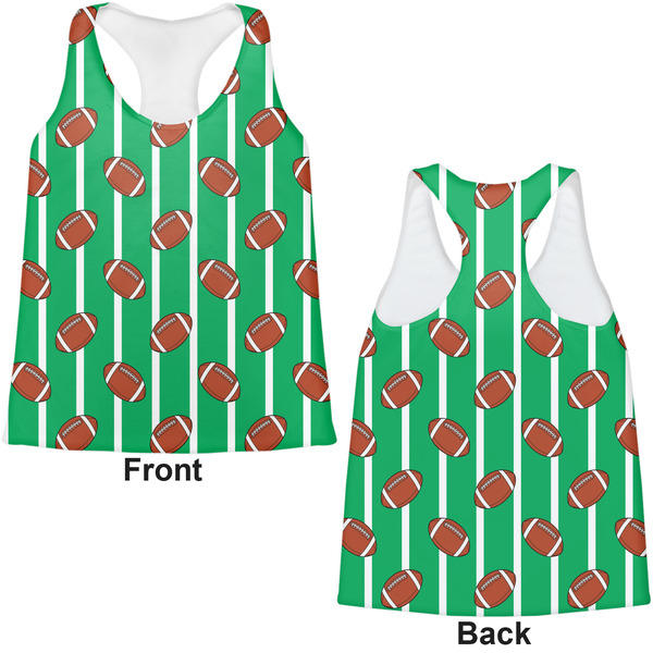 Football Womens Racerback Tank Tops - Medium - Front and Back