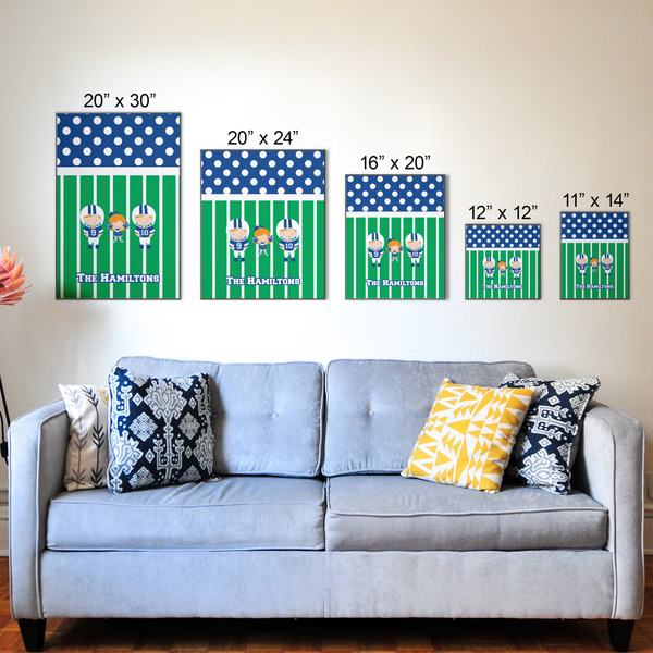 Football Wood Prints - Size Comparison