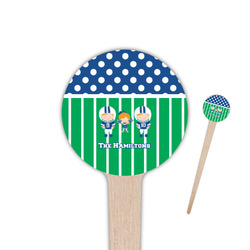 Football 4" Round Wooden Food Picks - Single Sided (Personalized)
