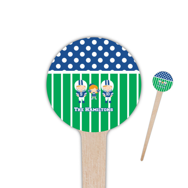 Custom Football 4" Round Wooden Food Picks - Single Sided (Personalized)