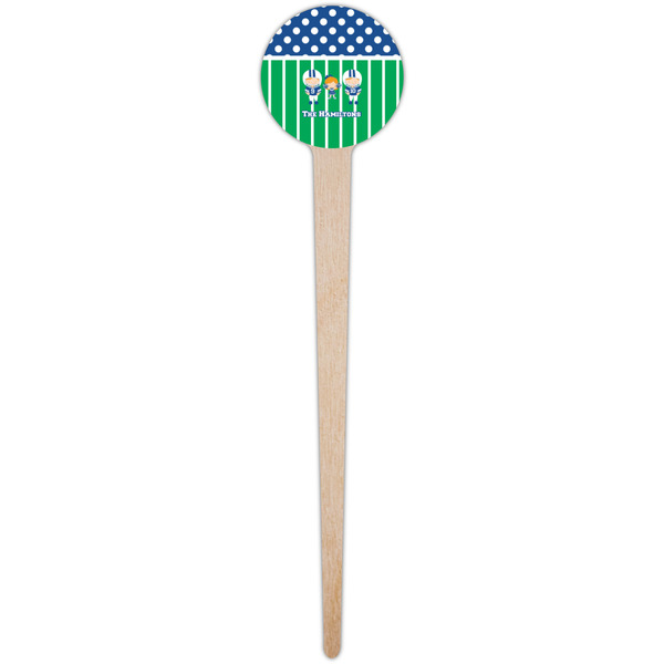 Football Wooden 4" Food Pick - Round - Single Pick