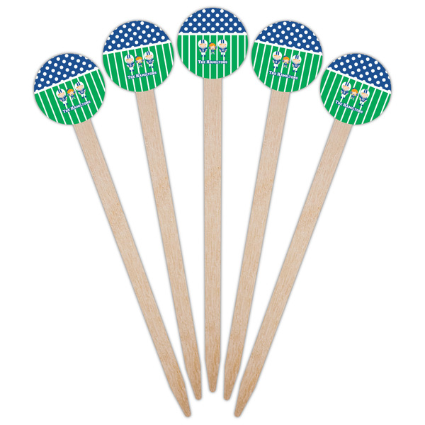 Football Wooden 6" Food Pick - Round - Fan View