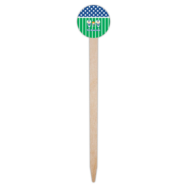 Football Wooden 6" Food Pick - Round - Single Pick