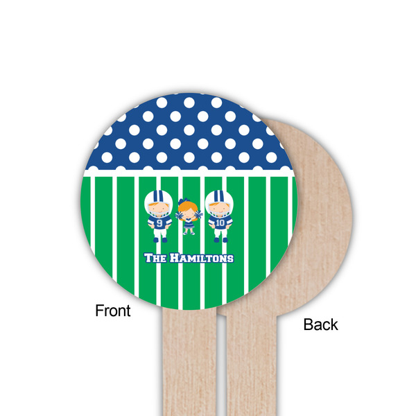 Football Wooden 6" Food Pick - Round - Single Sided - Front & Back