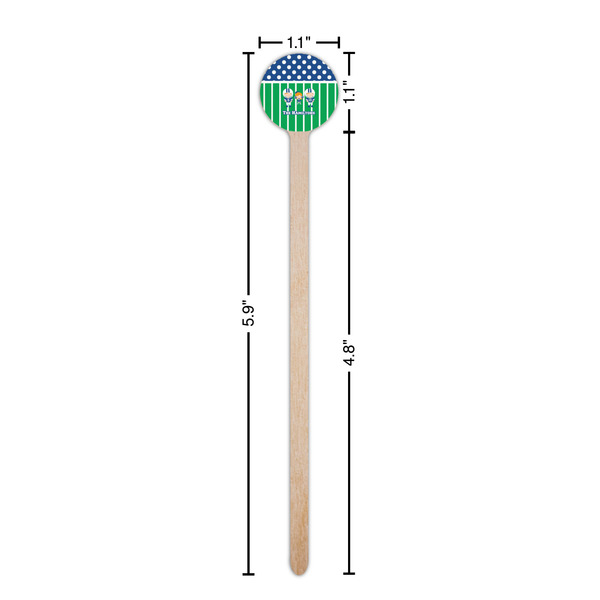 Football Wooden 6" Stir Stick - Round - Dimensions