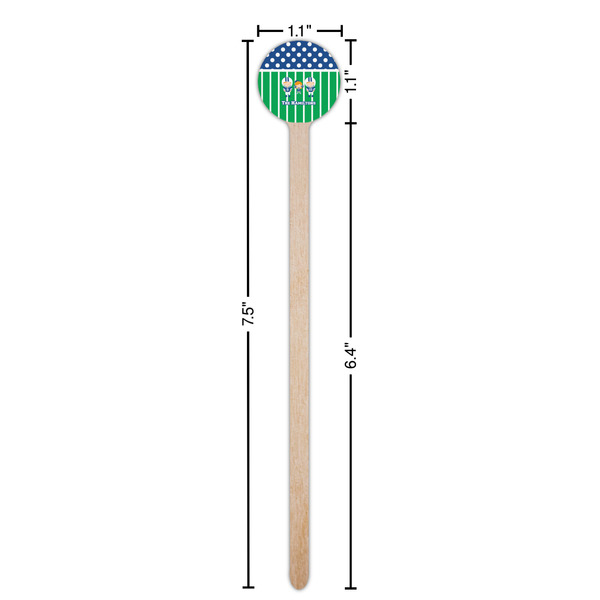 Football Wooden 7.5" Stir Stick - Round - Dimensions