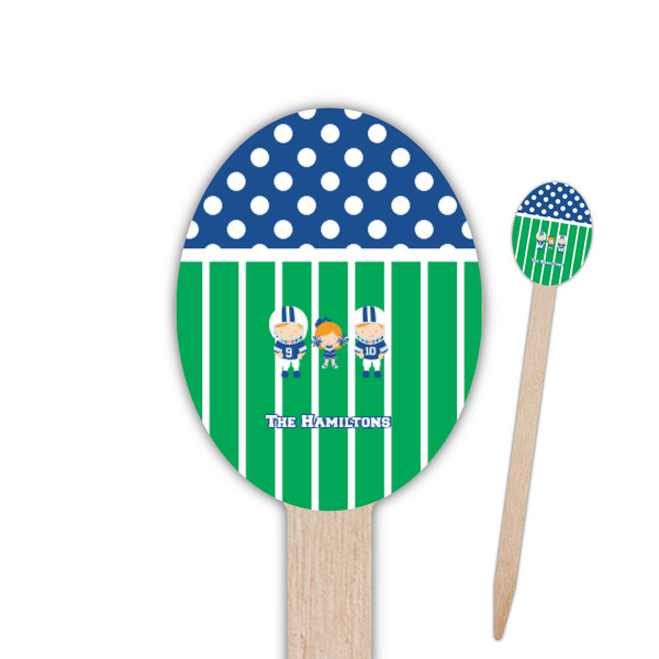 Custom Football Oval Wooden Food Picks - Single Sided (Personalized)
