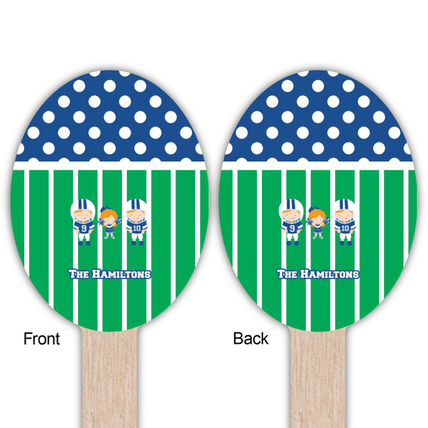 Football Wooden Food Pick - Oval - Double Sided - Front & Back