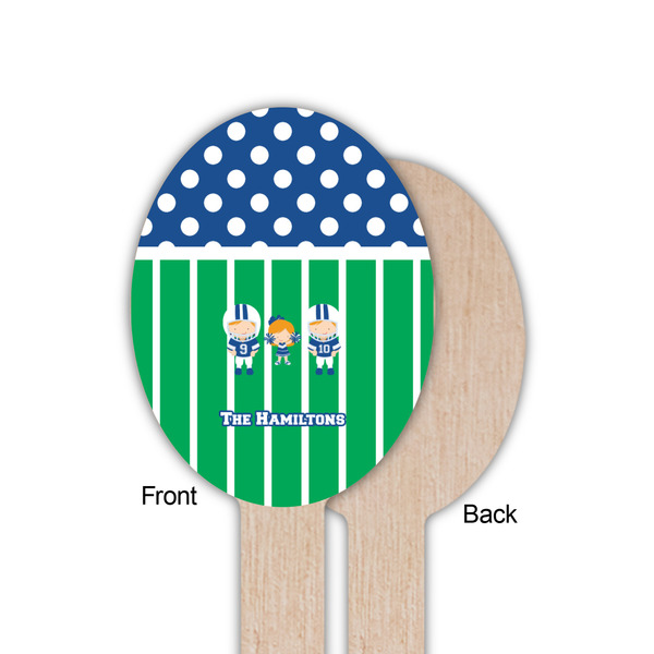 Football Wooden Food Pick - Oval - Single Sided - Front & Back