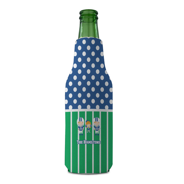 Football Zipper Bottle Cooler - FRONT (bottle)