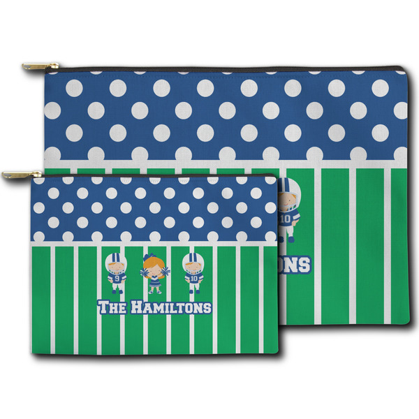 Football Zippered Pouches - Size Comparison