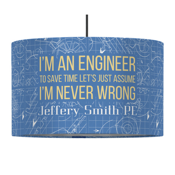Custom Engineer Quotes 12" Drum Pendant Lamp - Fabric (Personalized)