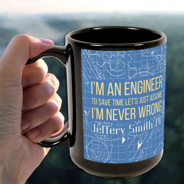 Engineer Quotes 15oz. Black Mug - LIFESTYLE