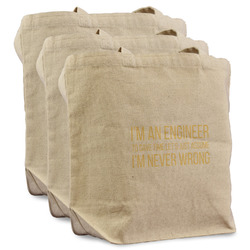 Engineer Quotes Reusable Cotton Grocery Bags - Set of 3