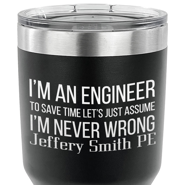 Engineer Quotes 30 oz Stainless Steel Ringneck Tumbler - Black - CLOSE UP