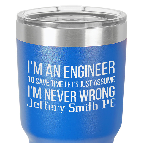 Engineer Quotes 30 oz Stainless Steel Ringneck Tumbler - Blue - Close Up