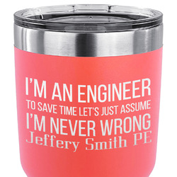 Engineer Quotes 30 oz Stainless Steel Tumbler - Coral - Double Sided (Personalized)