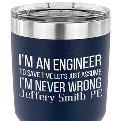 Engineer Quotes 30 oz Stainless Steel Tumbler - Navy - Single Sided (Personalized)