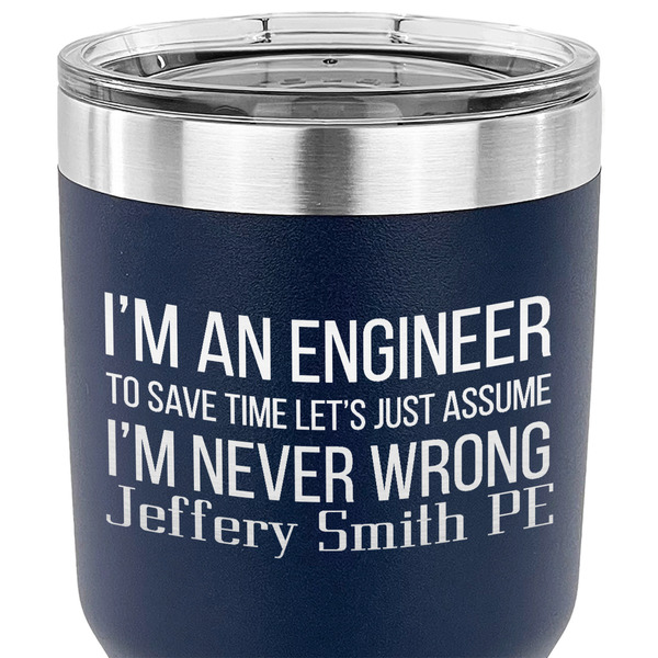 Engineer Quotes 30 oz Stainless Steel Ringneck Tumbler - Navy - CLOSE UP