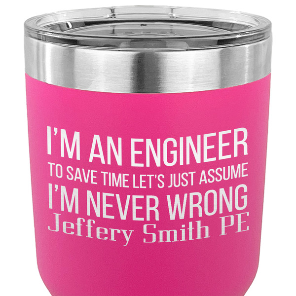 Engineer Quotes 30 oz Stainless Steel Ringneck Tumbler - Pink - CLOSE UP