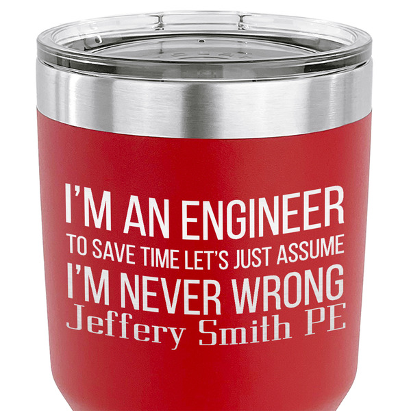 Engineer Quotes 30 oz Stainless Steel Ringneck Tumbler - Red - CLOSE UP
