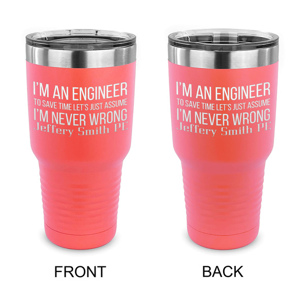 Custom Engineer Quotes 30 oz Stainless Steel Tumbler - Coral - Double Sided (Personalized)