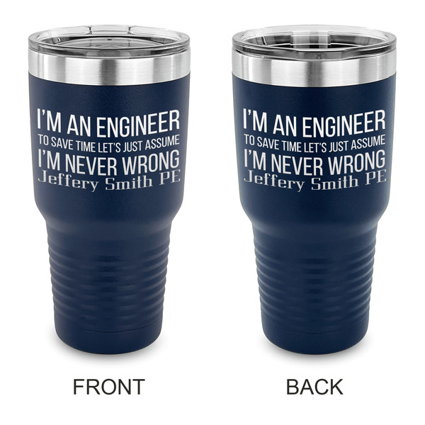Custom Engineer Quotes 30 oz Stainless Steel Tumbler - Navy - Double Sided (Personalized)